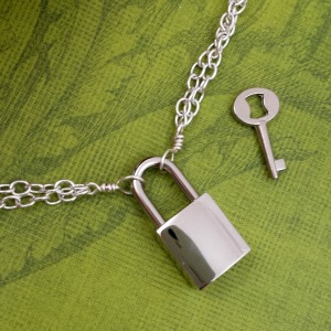 Silver Square Lock with Chains