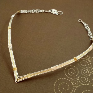 V Collar with Chain - Mixed Metals 4