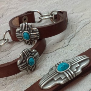 LEATHER - COLLECTION - BROWN WITH TURQUOISE 3
